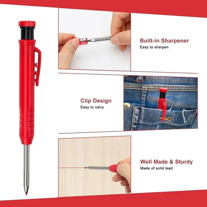 Built-In Sharpener for Deep Hole Mechanical Pencil Scribing Marking Woodworking Tool